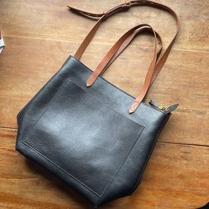 Madewell Zip-Top Medium Transport Tote Black/Brown